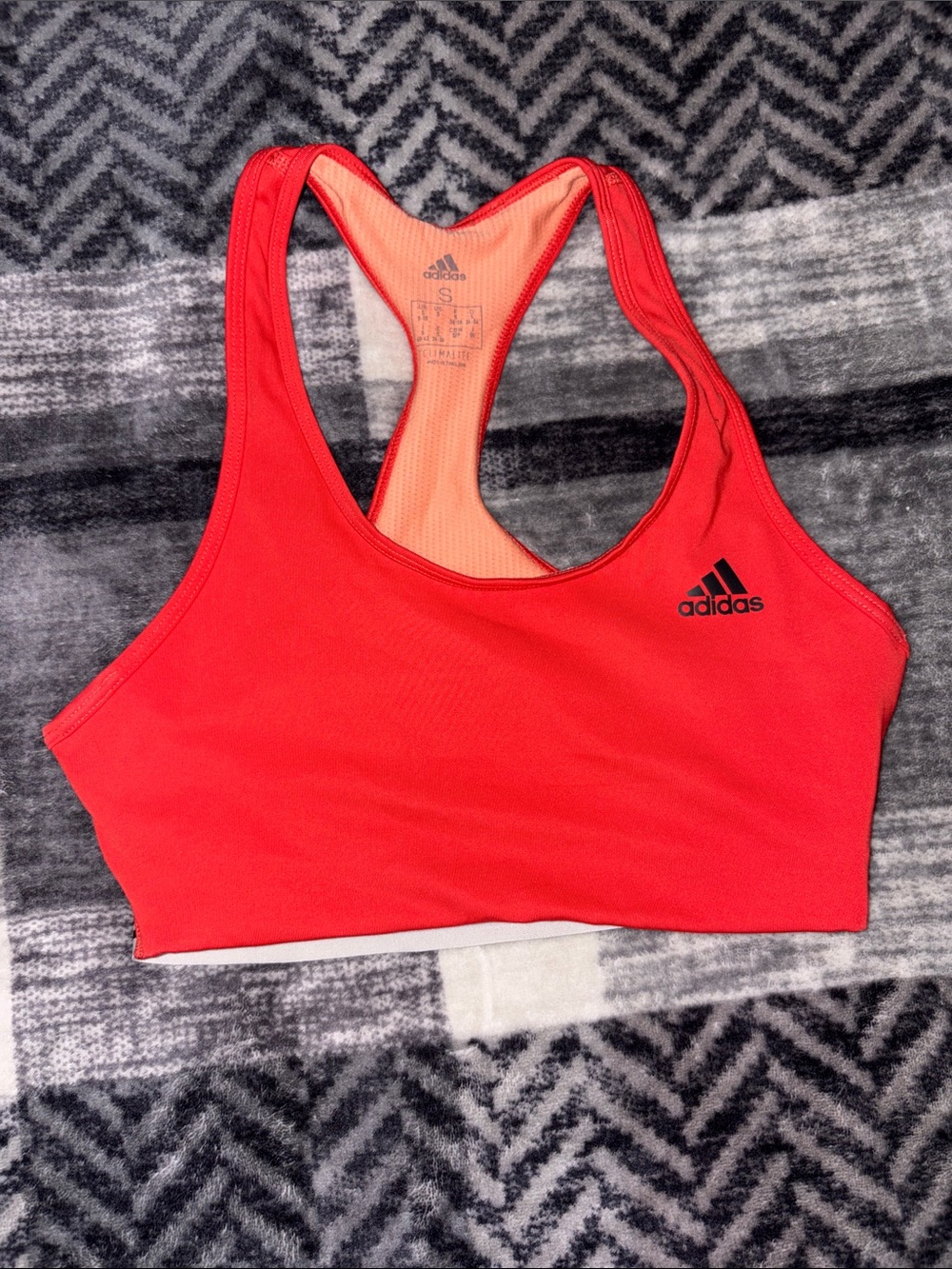 adidas Red Racerback Sports Bra with Black Logo